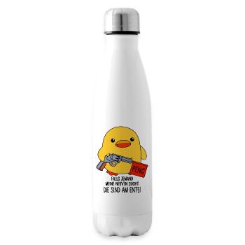 Falls jemand meine Nerven sucht - Die sind am Ente - Isolierflasche - Weiß - Rechts