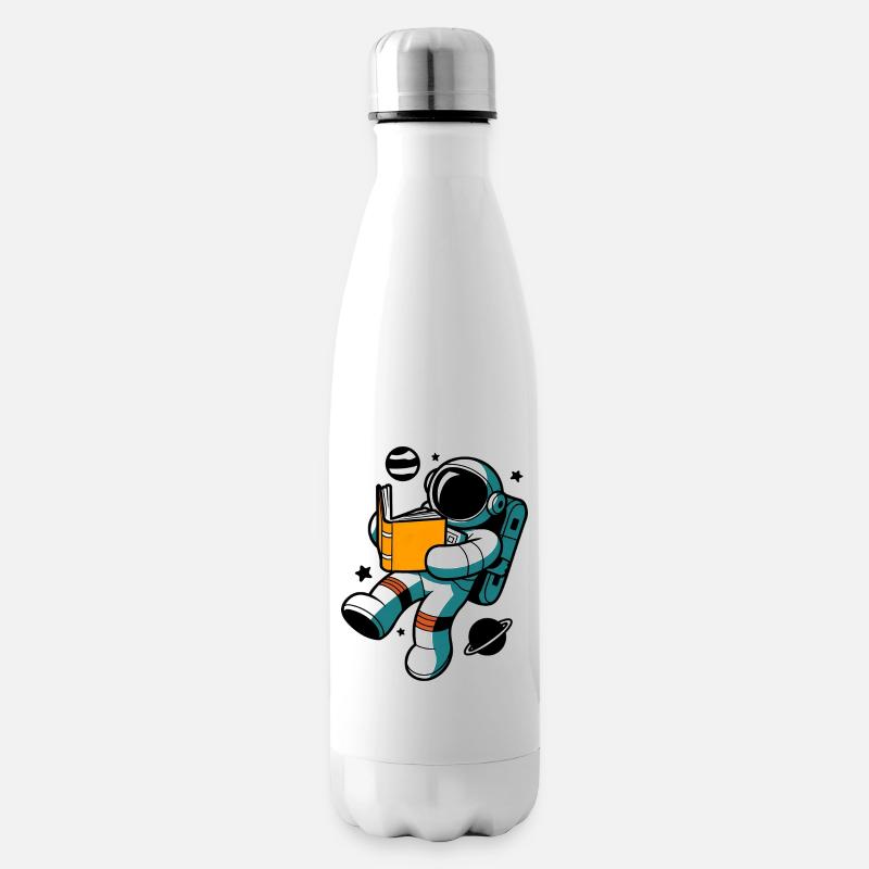 Lesender Astronaut: Lernen in der Schwerelosigkeit - Isolierflasche - Weiß