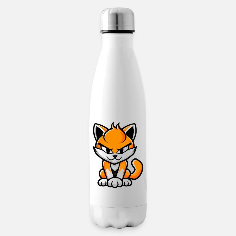 Katze Comic - Isolierflasche - Weiß