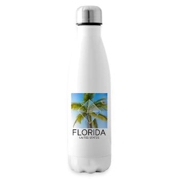 Florida USA Miami America Summer Palm Trees Beach - Insulated Water Bottle - white - Right