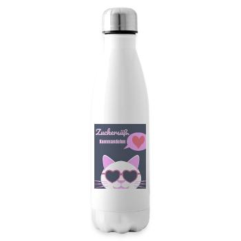 Zuckersüßer Katzenkult mit Herzbrille - Isolierflasche - Weiß - Rechts