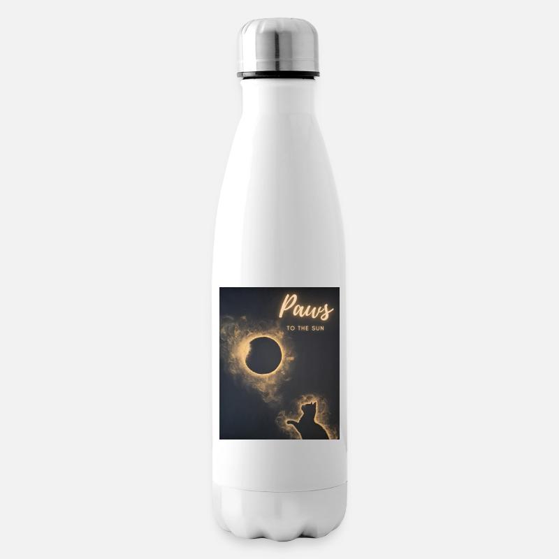 Pfoten zur Sonne Himmlische Katze Kunst - Isolierflasche - Weiß