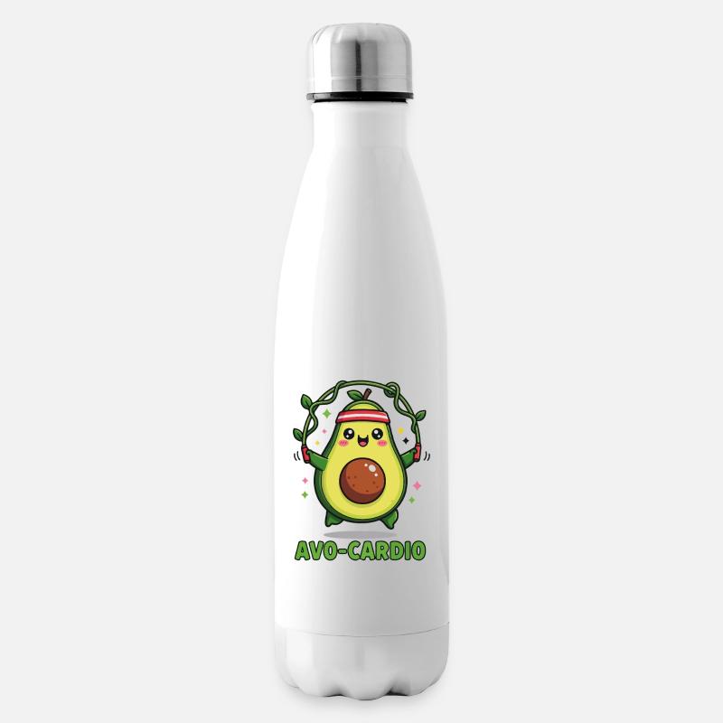 Hüpfende Avocado - Isolierflasche - Weiß