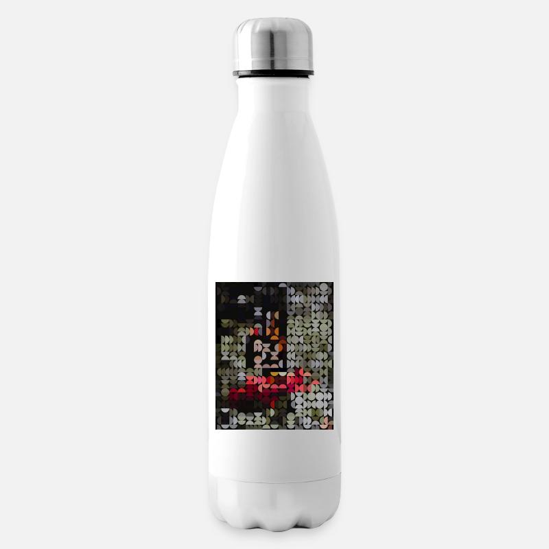 Mosaikblüte Portrait in Halbkreismuster - Isolierflasche - Weiß