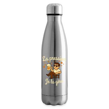 La pression je la gère, Humour bière - Bouteille isotherme - argent clair - Droite