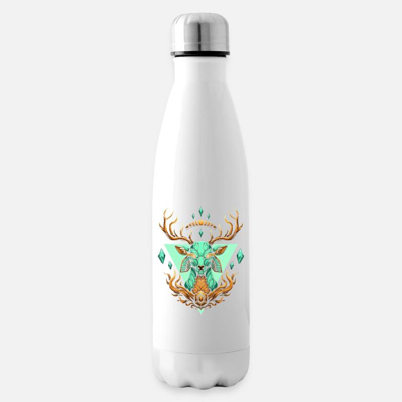Cerf turquoise géométrique féerique - Bouteille isotherme - blanc