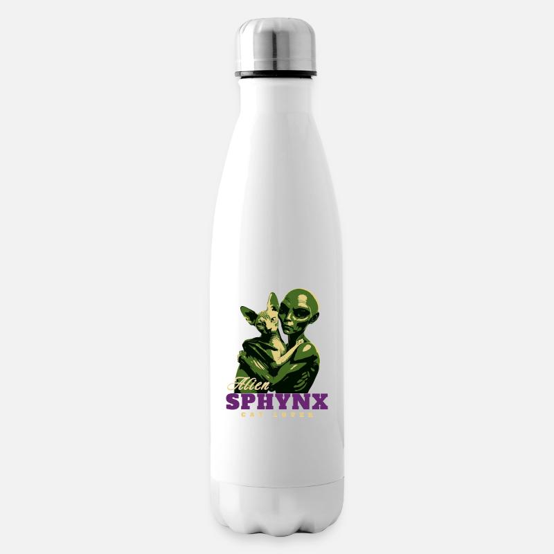Extraterrestre vert Sphynx Amoureux des chats - Bouteille isotherme - blanc
