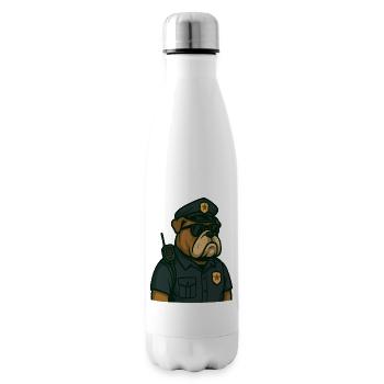 Dessin animé d’officier de police bouledogue - Bouteille isotherme - blanc - Droite