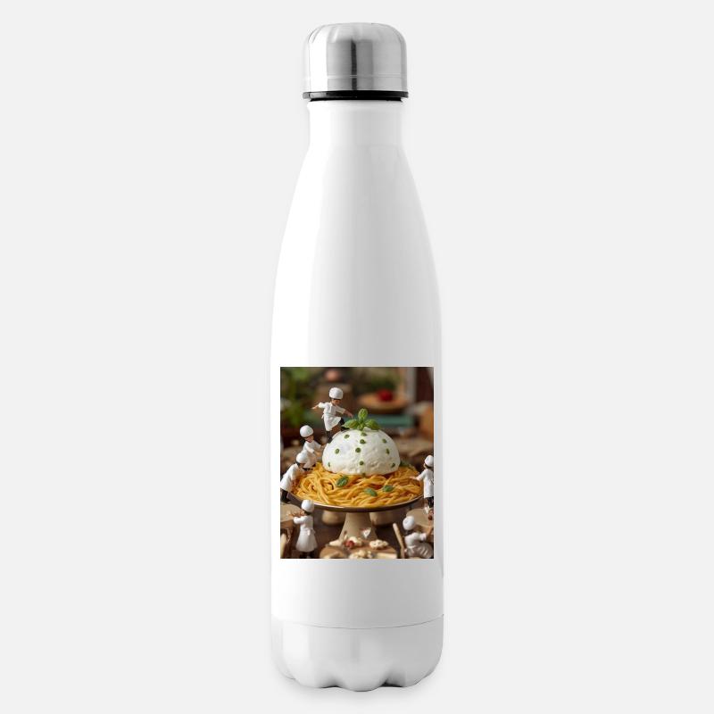 Miniaturköche auf Nudeltisch - Isolierflasche - Weiß