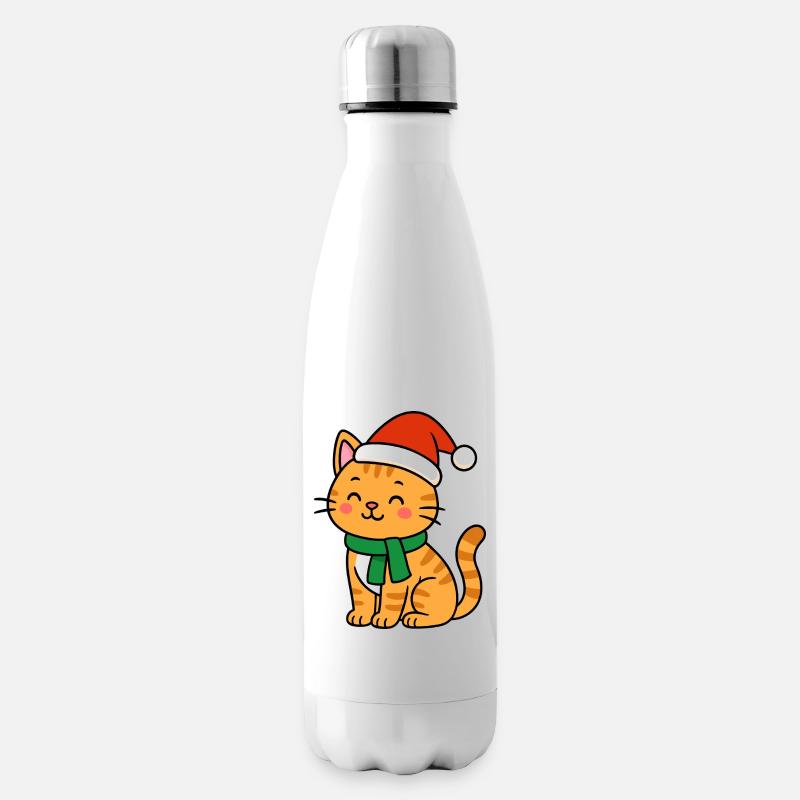 Kawaii Weihnachtskätzchen - Isolierflasche - Weiß
