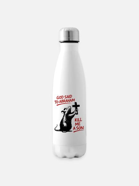 Ratte mit Kreuz Bibel-Satire - Isolierflasche - Weiß