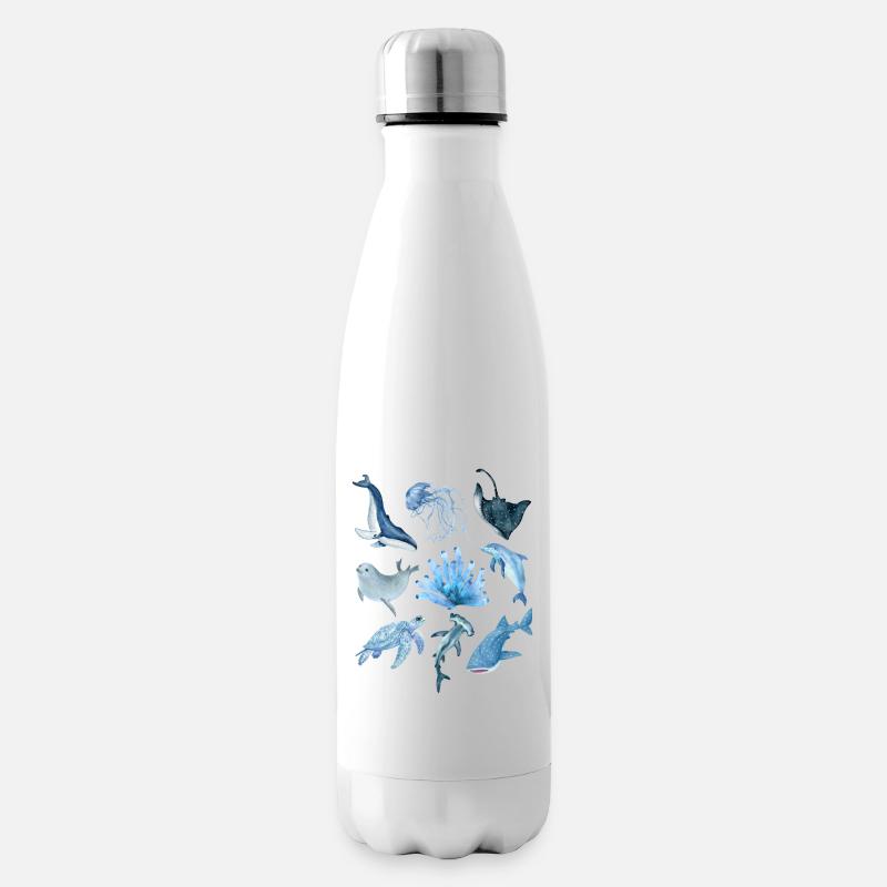 ocean animals - Insulated Water Bottle - white