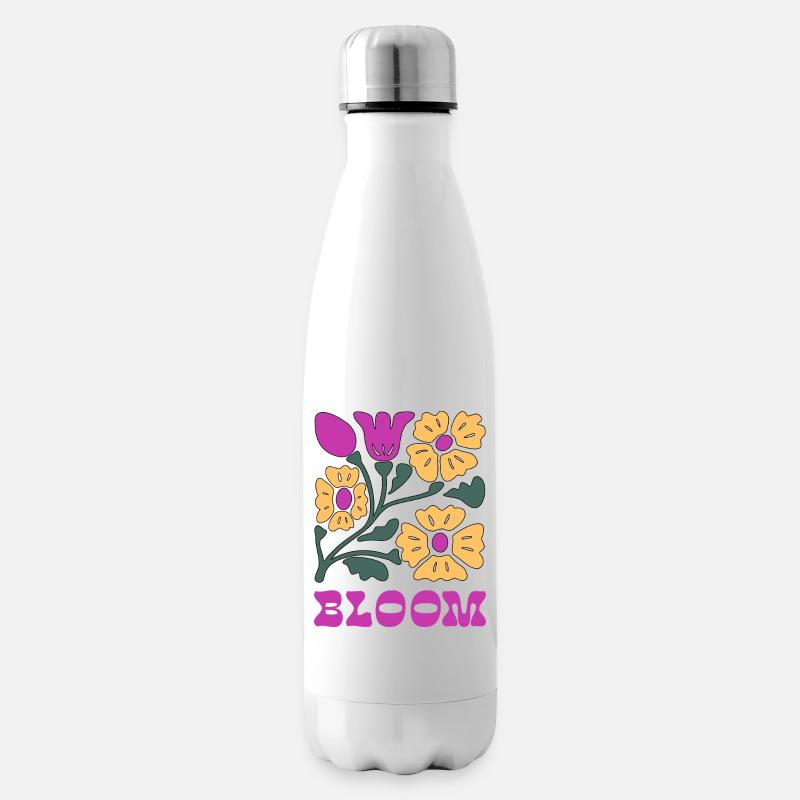 Blumen Pop Neon Pink - Isolierflasche - Weiß