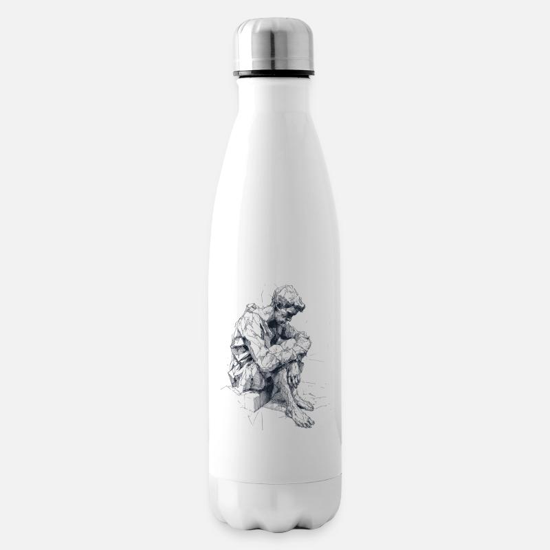 Geometric Shadow Figure - Insulated Water Bottle - white