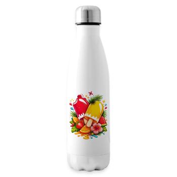 Glace tropicale avec illustration de fruits - Bouteille isotherme - blanc - Droite