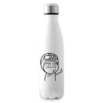 FU Meme avec casque de cyclomoteur (couleur changeable) - Bouteille isotherme - blanc - Droite
