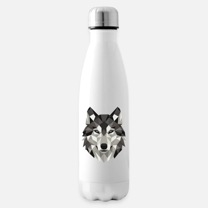 Géométrie Lowpoly de Wolf Head - Bouteille isotherme - blanc