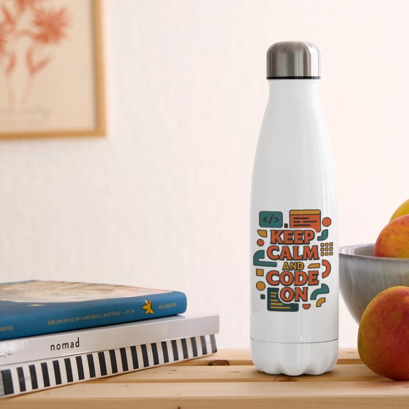 Keep Calm and Code On – Funny Coder Shirt Insulated Water Bottle