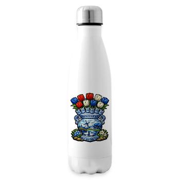 Delfter Vasen-Tulpen und Windmühle - Isolierflasche - Weiß - Rechts