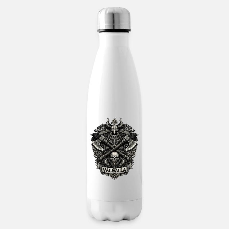 Valhalla-Schädel-Wikingerwappen - Isolierflasche - Weiß