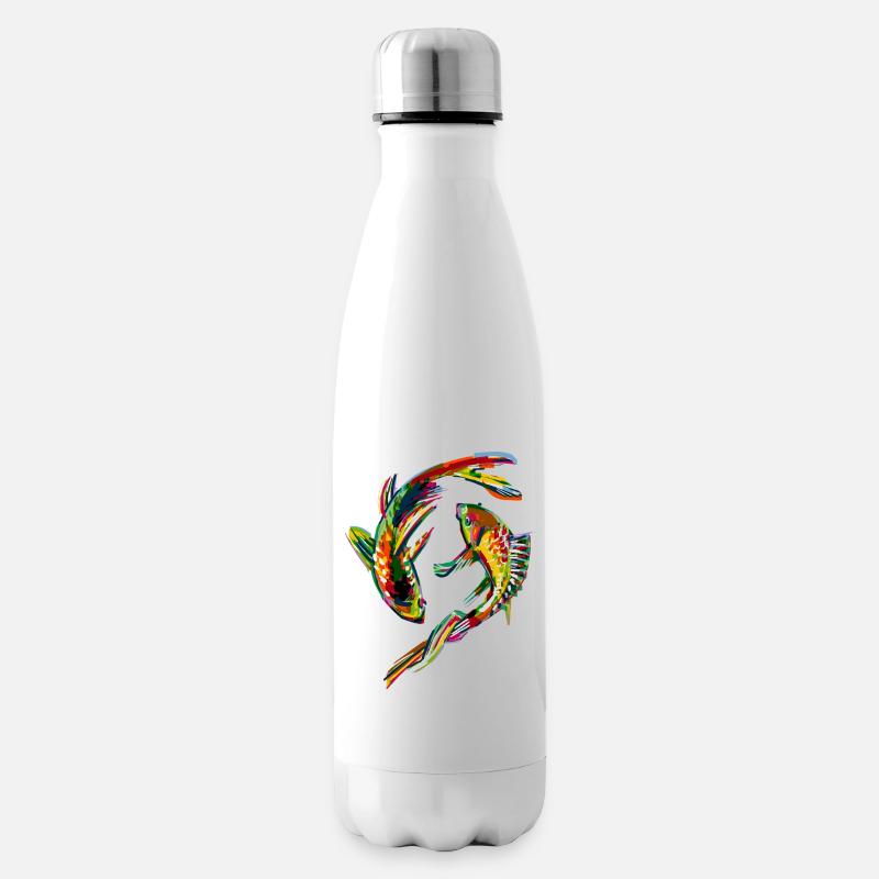 Bunte Karpfen - Isolierflasche - Weiß