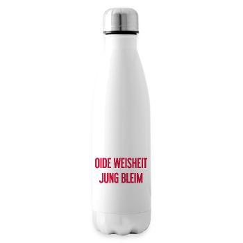 Oide Weisheit, jung bleim – Bavarian saying - Insulated Water Bottle - white - Right