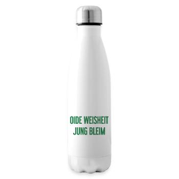 Oide Weisheit, jung bleim – Bavarian saying - Insulated Water Bottle - white - Right