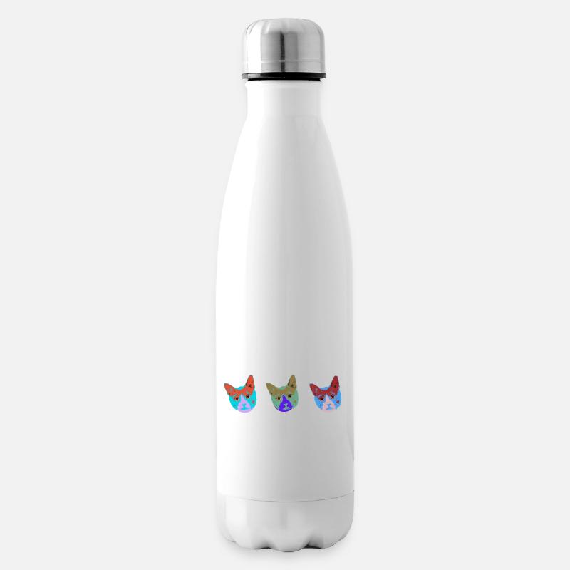 katzen gesichter,3 katzen,warhol, katzenkopf,katze - Isolierflasche - Weiß