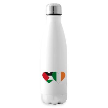 Palestine Ireland Flag Heart - Insulated Water Bottle - white - Right