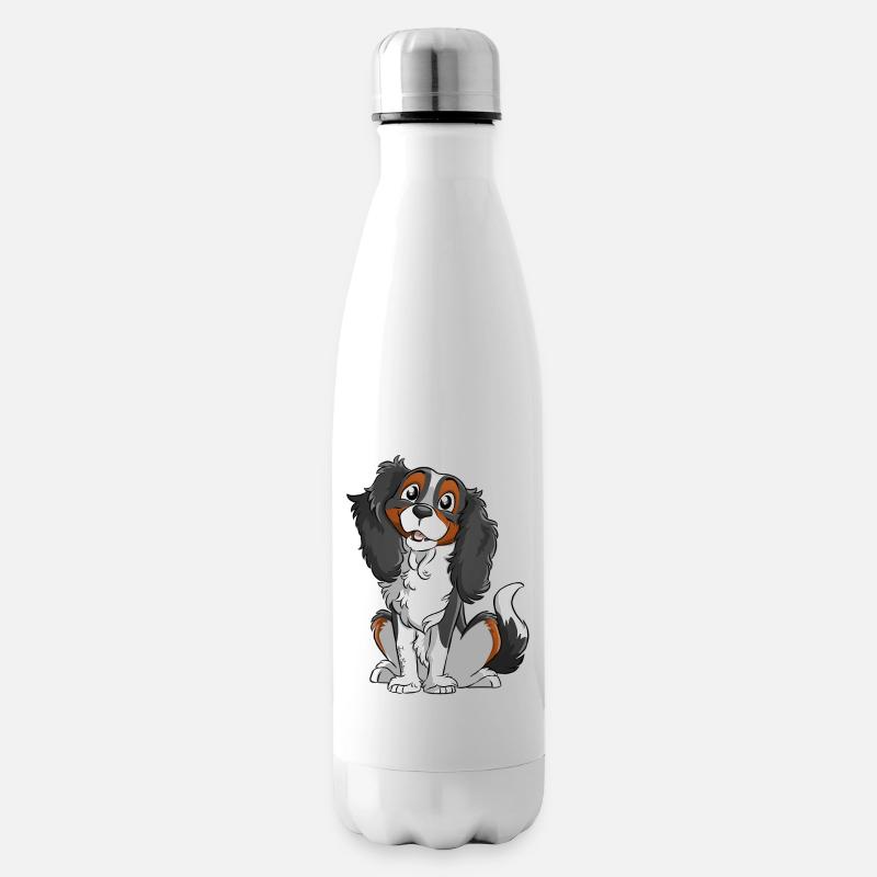 Cavalier King Charles - Noir Tricolore - Bouteille isotherme - blanc