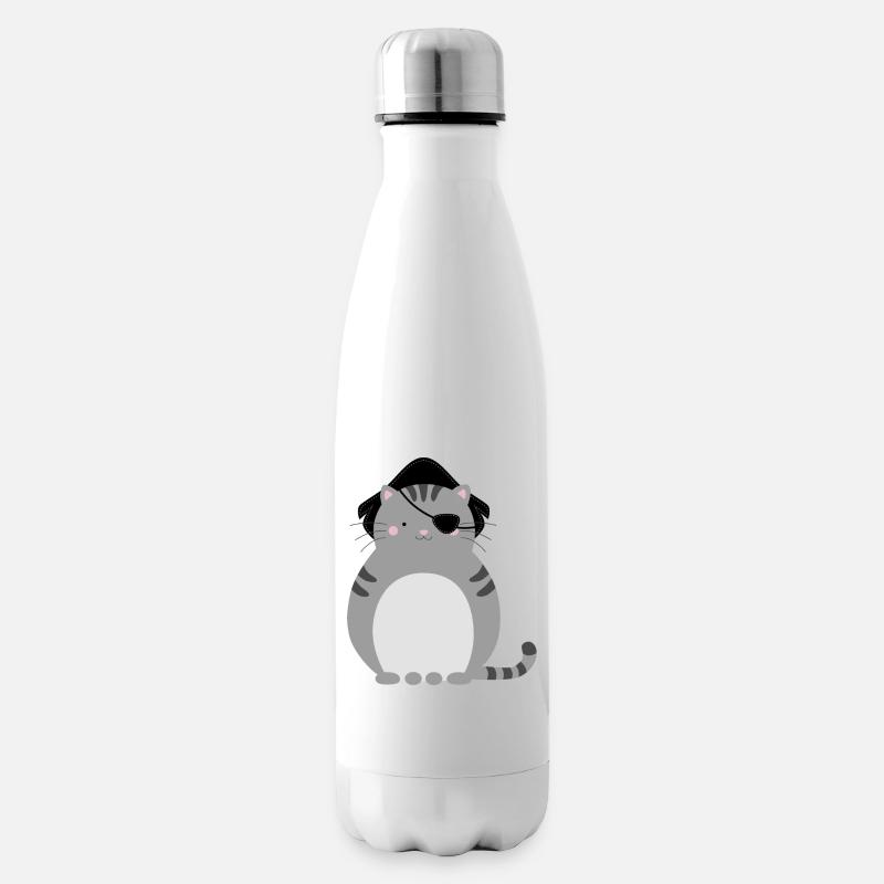 Piraten-Katze - Isolierflasche - Weiß