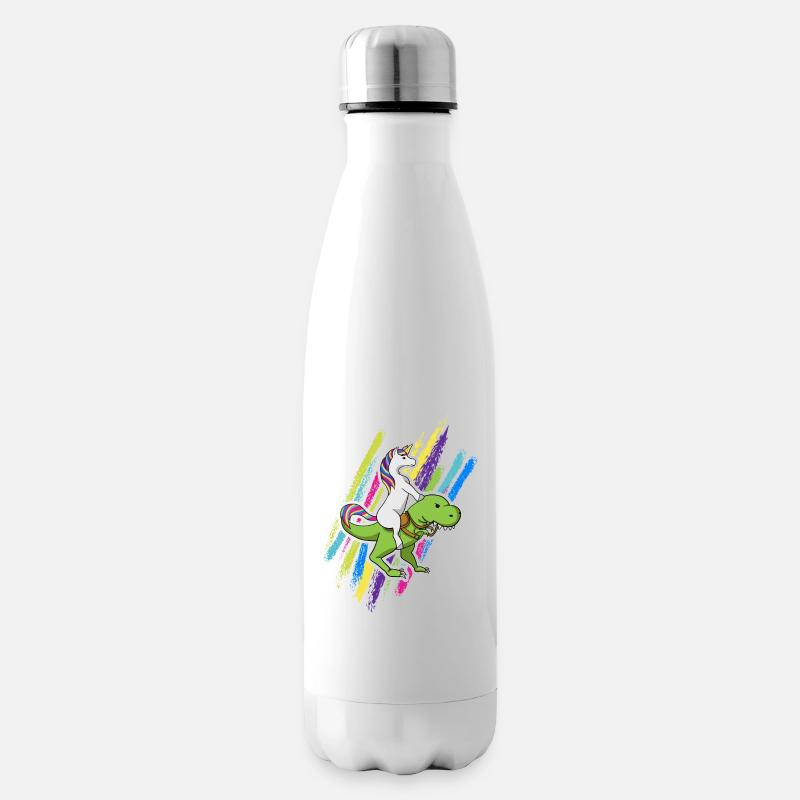 Einhorn Dinosaurier unicorn riding dino Geschenk - Isolierflasche - Weiß