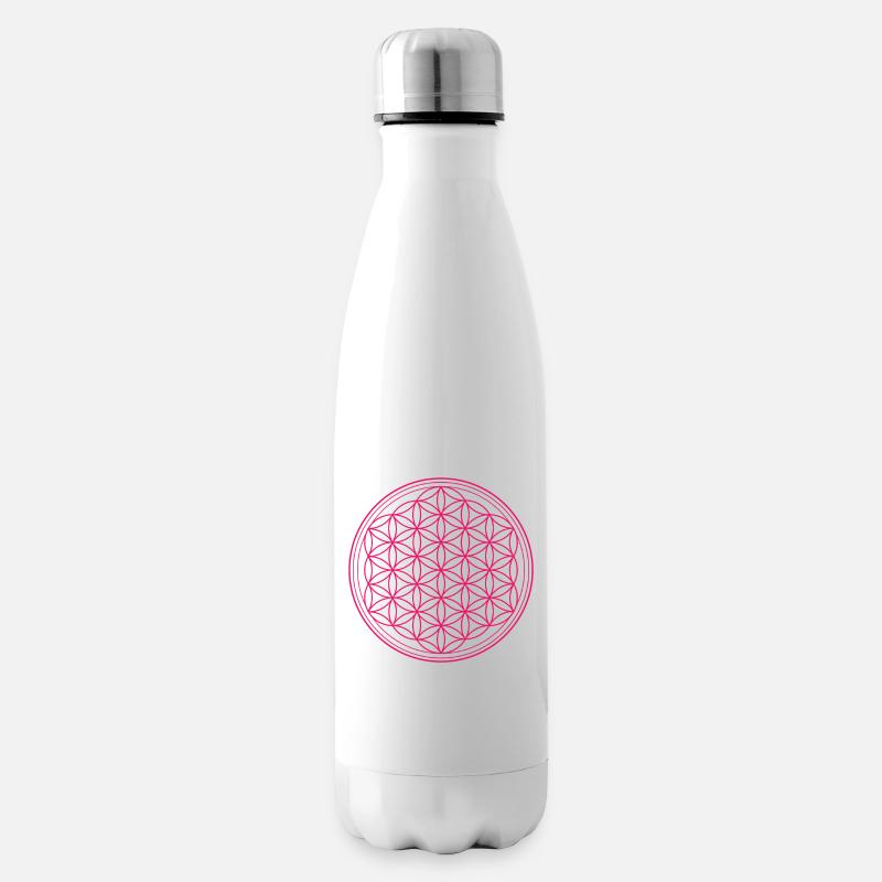 Blume des Lebens pink - Isolierflasche - Weiß