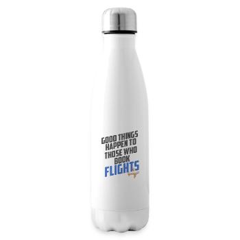 Good Things Happen To Those Who Book Flights - Insulated Water Bottle - white - Right