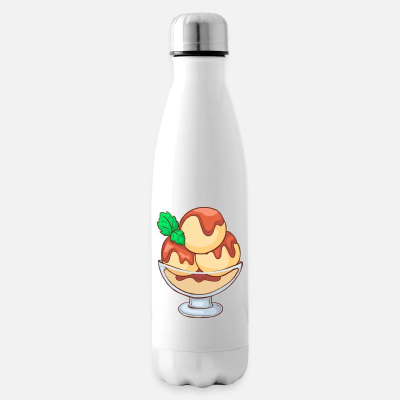 Eis Speiseeis Eiskrem Eiscreme Kugeleis Eisbecher - Isolierflasche - Weiß