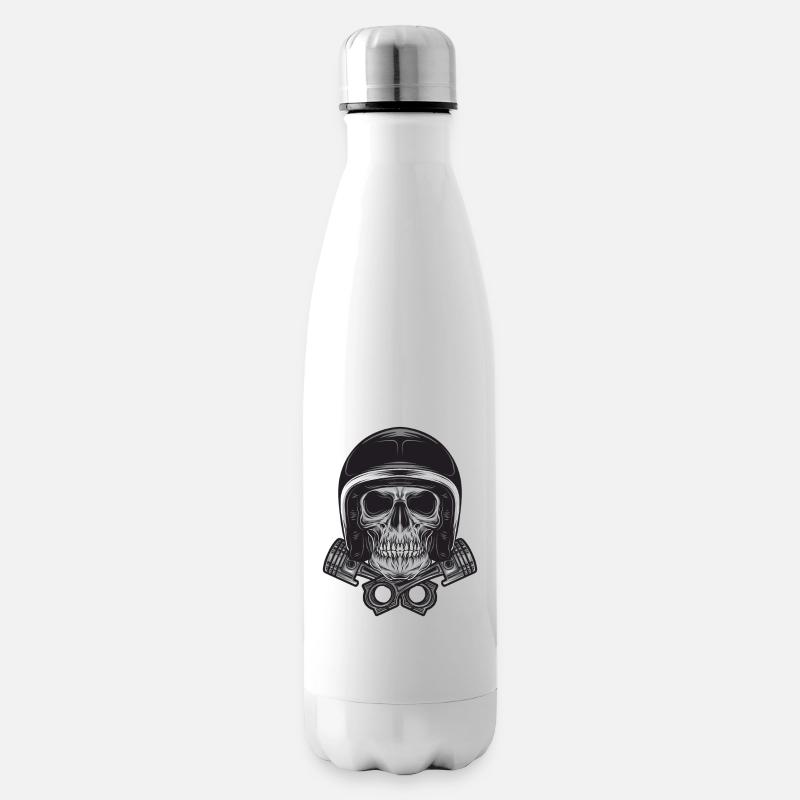 Motorradhelm Skelett! Geschenkidee Motorrad - Isolierflasche - Weiß