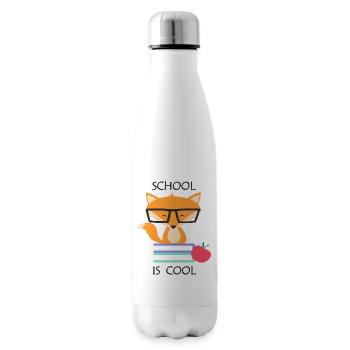 schlauer Fuchs Nerdbrille Bücher Schule ist cool - Isolierflasche - Weiß - Rechts