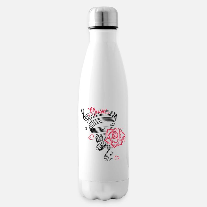 Notes musicales avec musique et fleur. - Bouteille isotherme - blanc