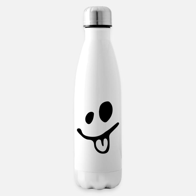 lachendes Gesicht zeigt dir die Zunge - Isolierflasche - Weiß