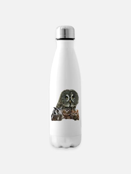 Eulen - Isolierflasche - Weiß