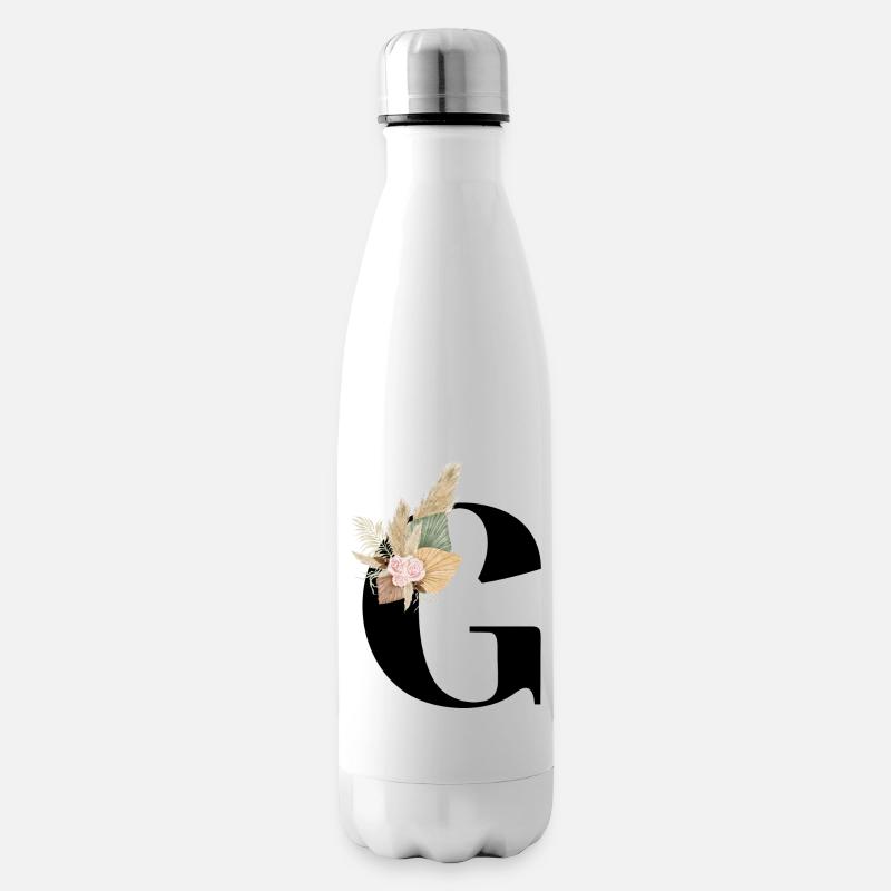 lettre G fleuris - Bouteille isotherme - blanc