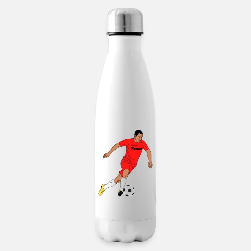 Footballeur rouge dans la conception de l’équipe - Bouteille isotherme - blanc