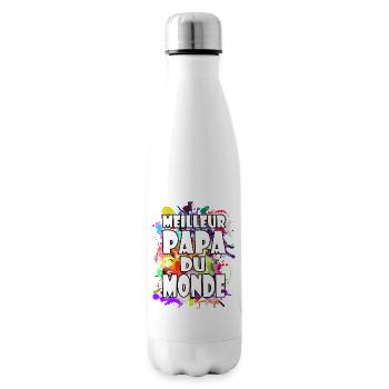 Cadeau fête des pères meilleur papa du monde - Bouteille isotherme - blanc - Droite