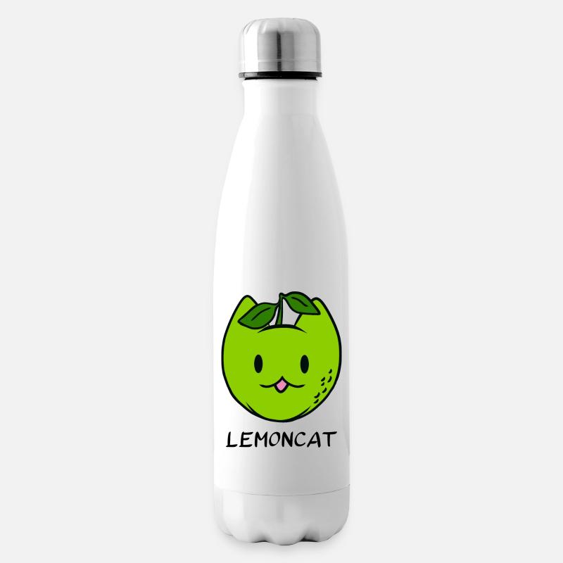 Chat dôle mignon LEMONCAT - Bouteille isotherme - blanc