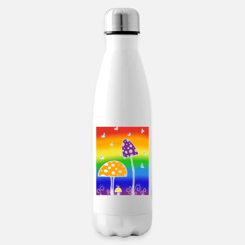 Pilze im Regen - Isolierflasche - Weiß