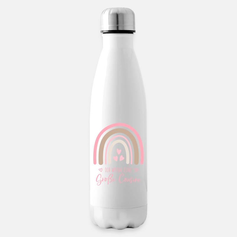 Ich werde eine große Cousine Boho Regenbogen - Isolierflasche - Weiß