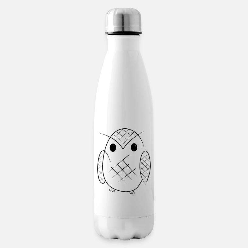 Eule Striche - Isolierflasche - Weiß
