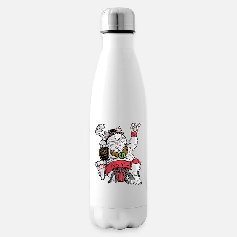 Maneki-neko Sumo - Insulated Water Bottle - white