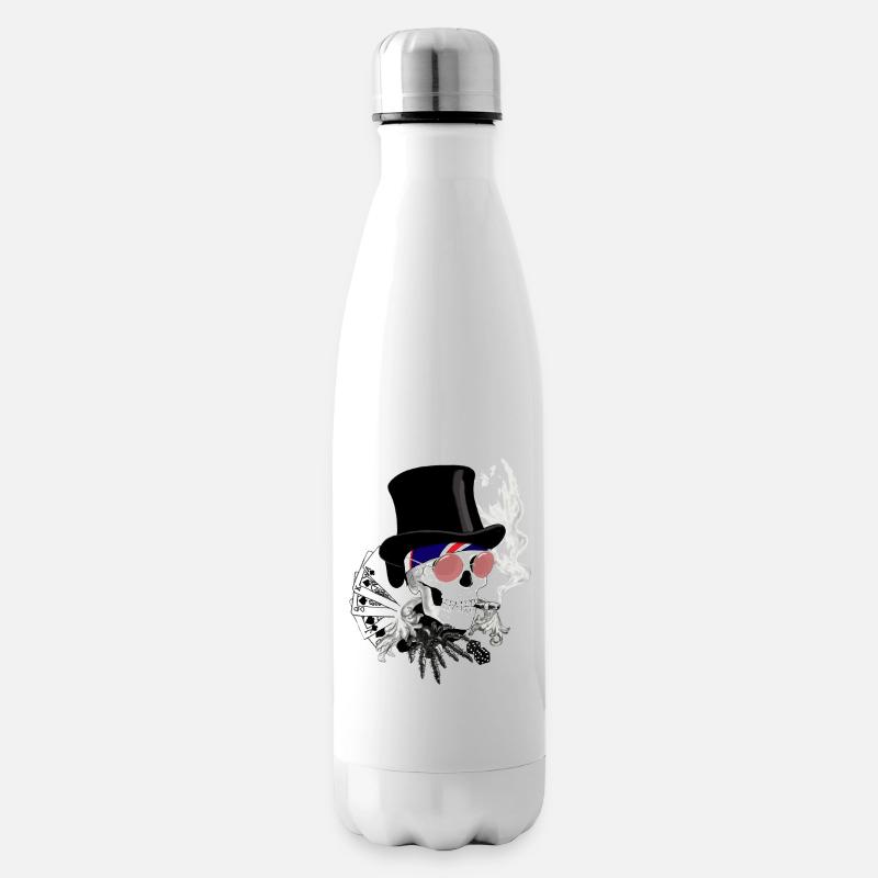 Skull mit rosa Sonnenbrille - Isolierflasche - Weiß