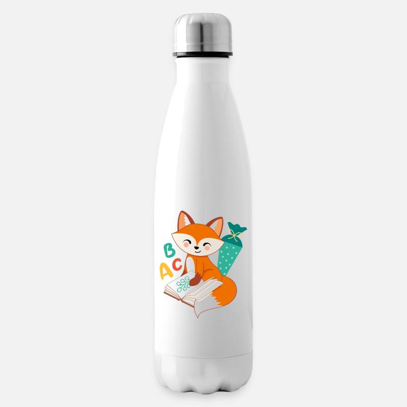 Fuchs mit Schultüte Einschulung Schulkind - Isolierflasche - Weiß